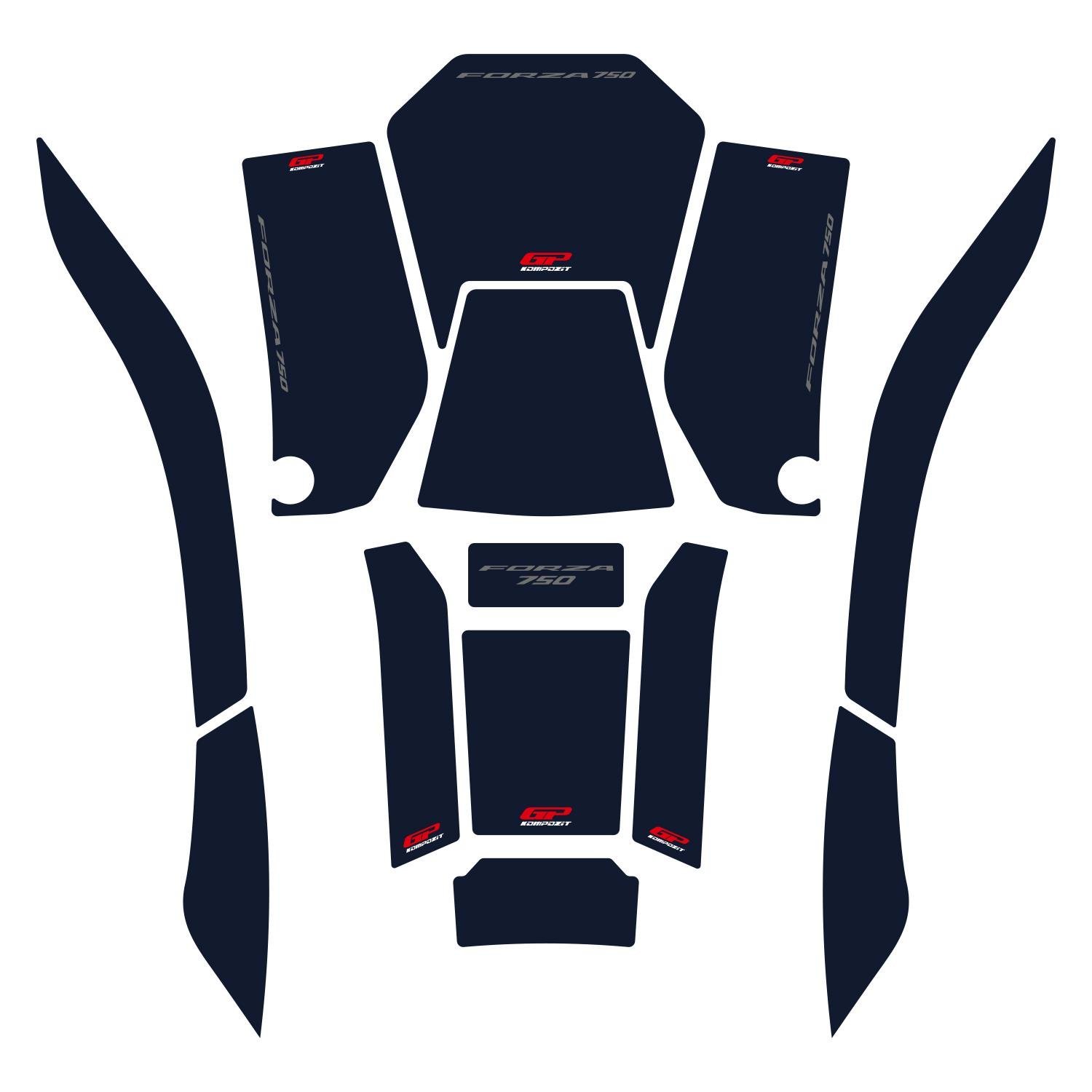 GP Kompozit Honda Forza 750 2021-2024 Uyumlu Tank Pad Seti Lacivert