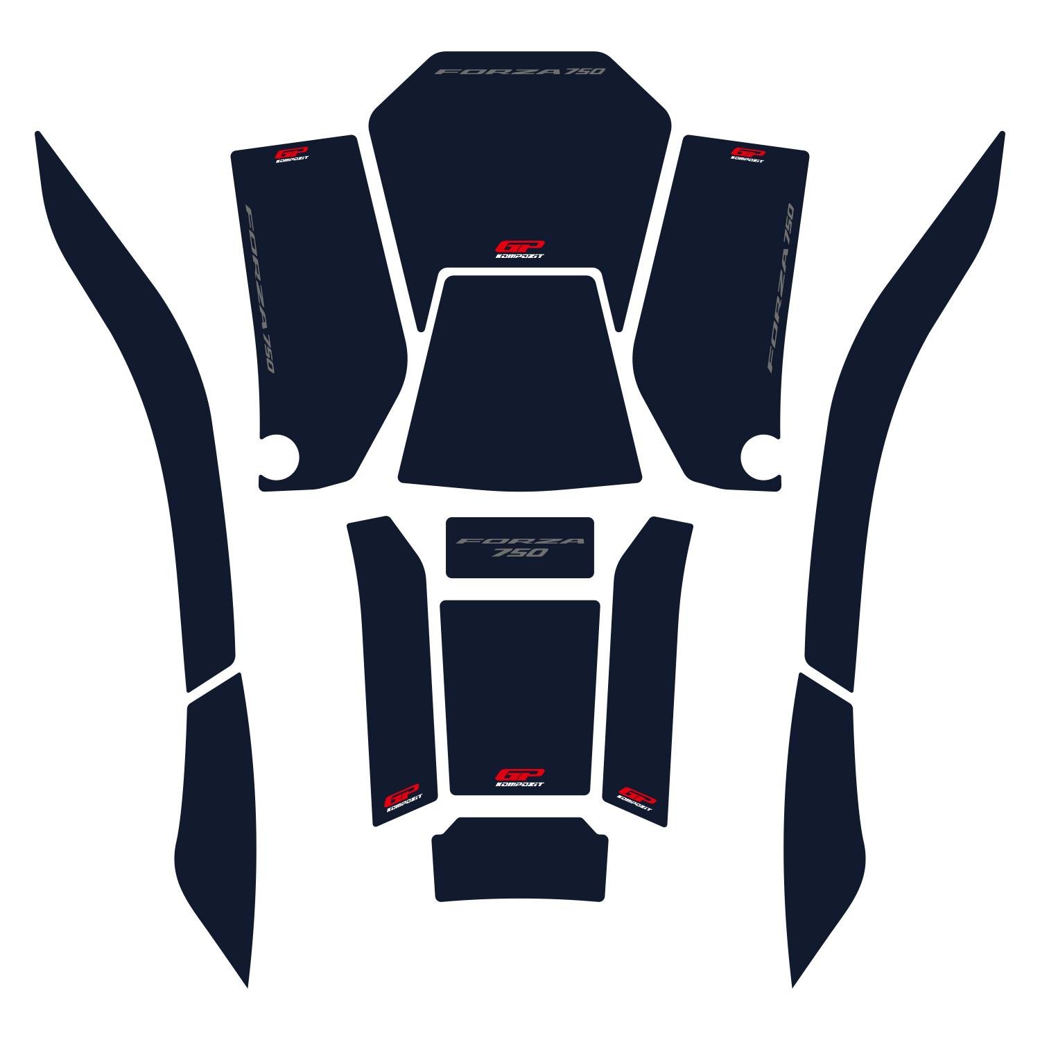 GP Kompozit Honda Forza 750 2021-2024 Uyumlu Tank Pad Seti Lacivert
