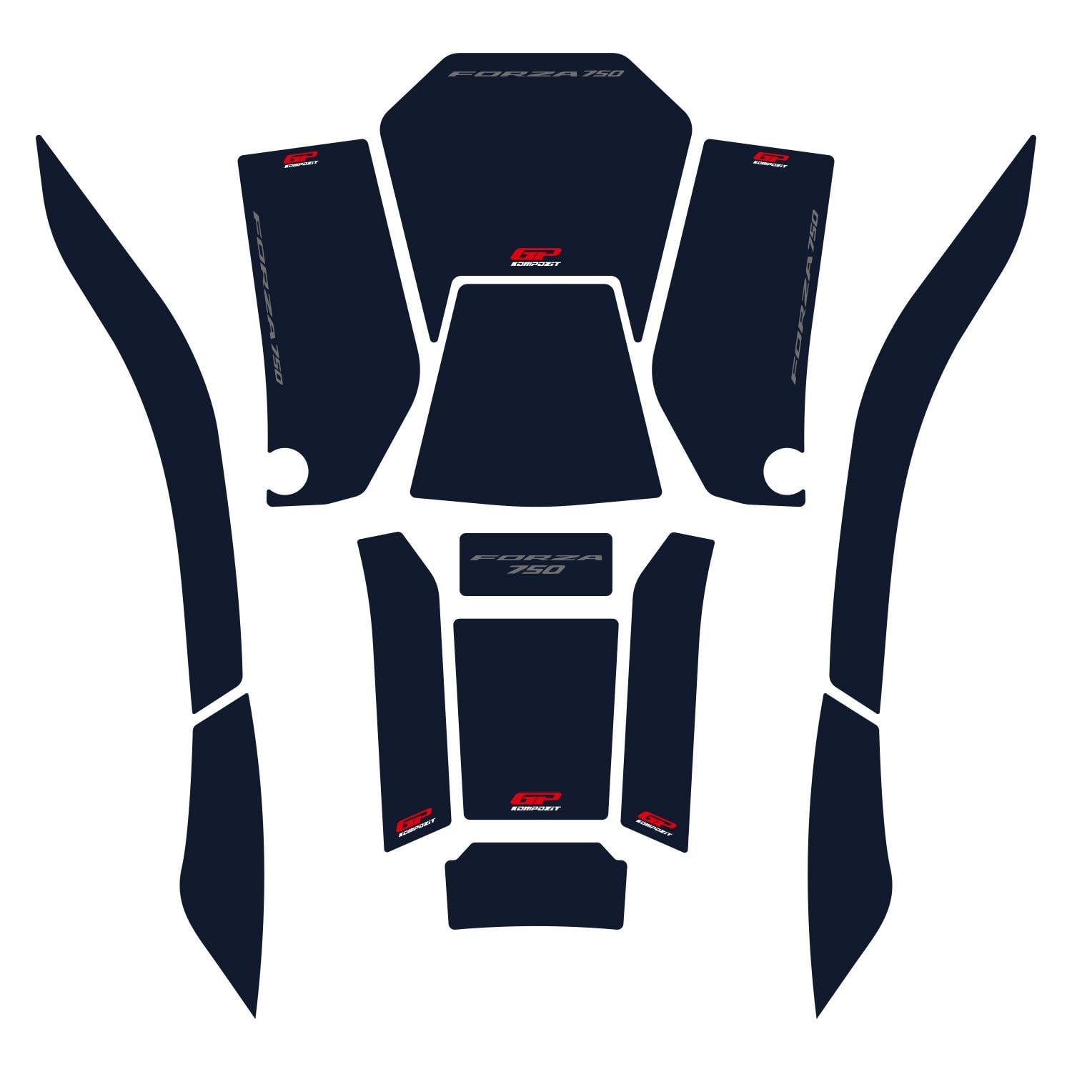 GP Kompozit Honda Forza 750 2021-2024 Uyumlu Tank Pad Seti Lacivert