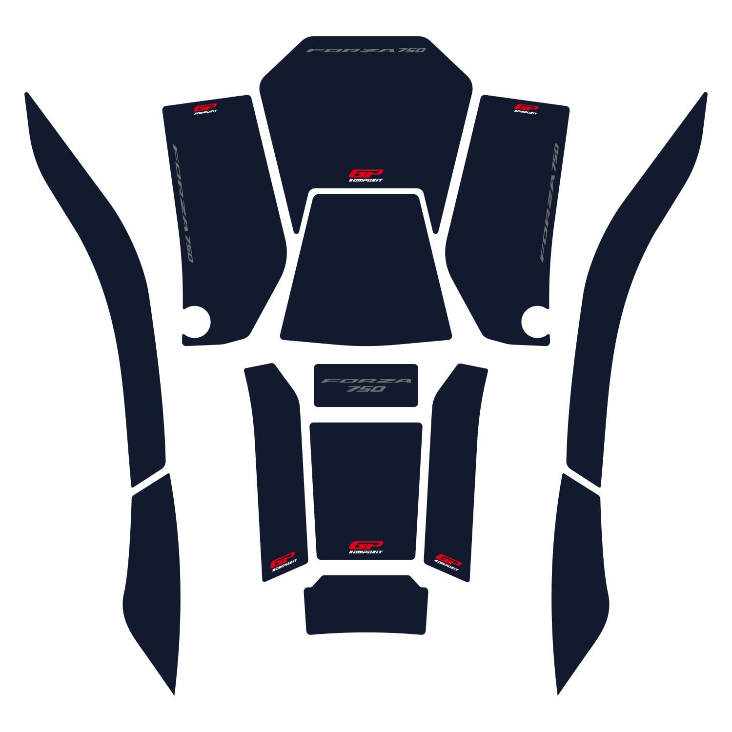 GP Kompozit Honda Forza 750 2021-2024 Uyumlu Tank Pad Seti Lacivert
