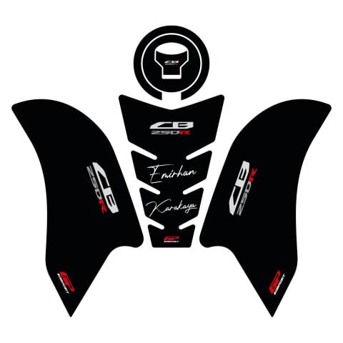 GP Kişiye Özel Honda CB 250 R 2017-2024 Uyumlu Tank Pad Seti Siyah