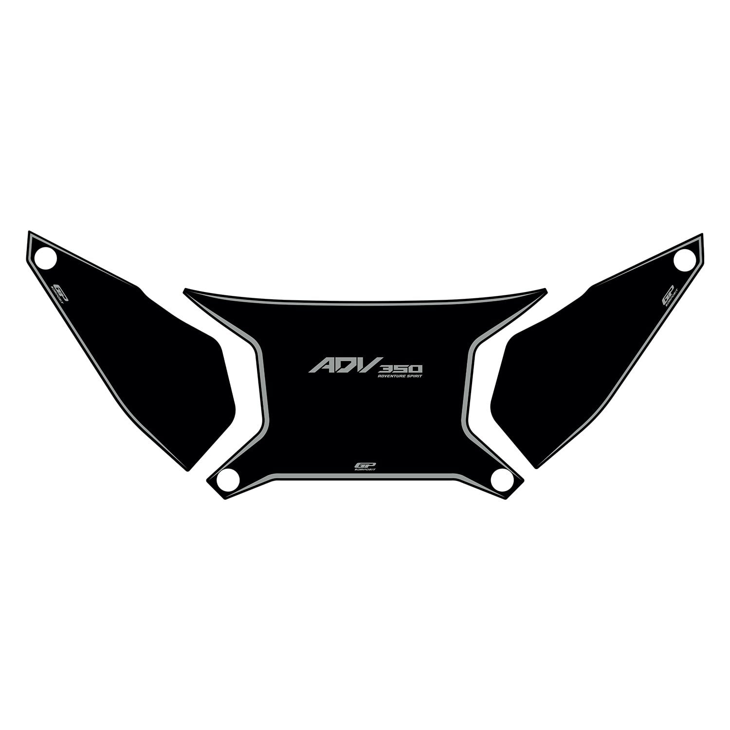 GP Kompozit Honda ADV 350 2023-2026 Uyumlu Damlasız Çanta Üstü Sticker Siyah-Gri