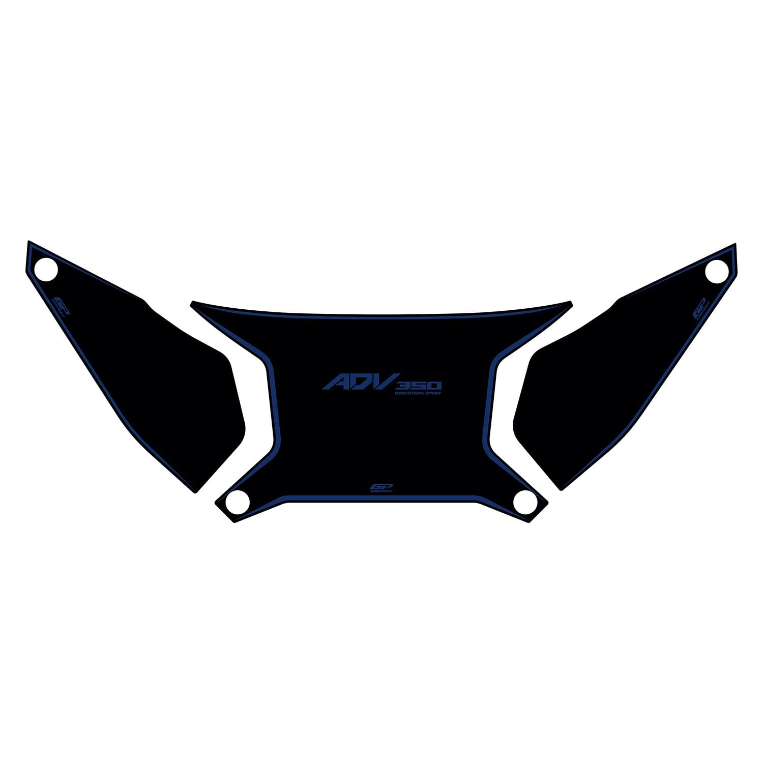 GP Kompozit Honda ADV 350 2023-2026 Uyumlu Damlasız Çanta Üstü Sticker Siyah-Mavi