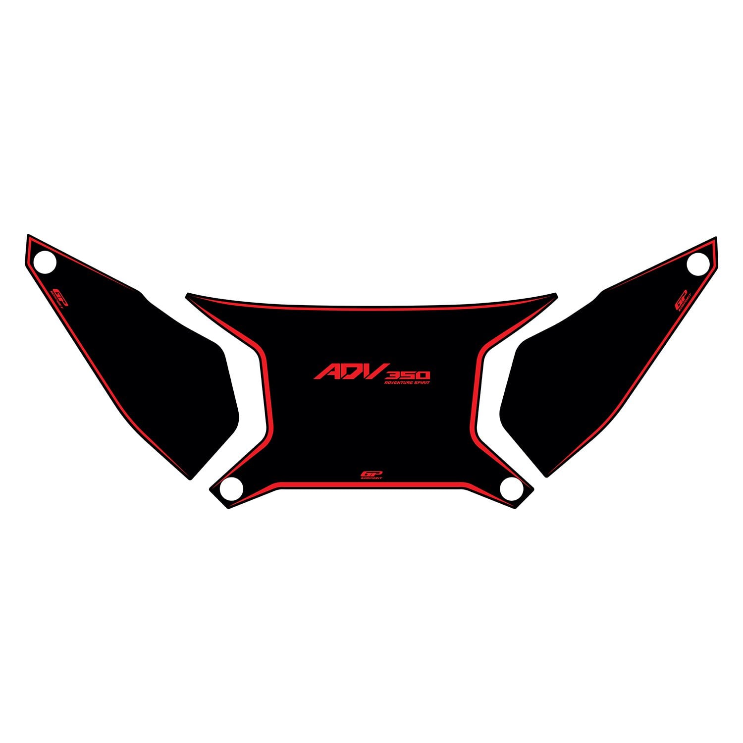 GP Kompozit Honda ADV 350 2023-2026 Uyumlu Damlasız Çanta Üstü Sticker Siyah-Kırmızı
