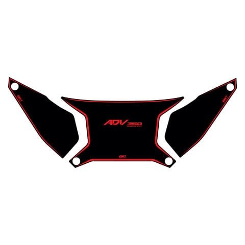 GP Kompozit Honda ADV 350 2023-2026 Uyumlu Damlasız Çanta Üstü Sticker Siyah-Kırmızı