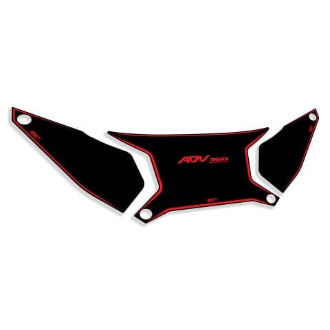 GP Kompozit Honda ADV 350 2023-2026 Uyumlu Damlasız Çanta Üstü Sticker Siyah-Kırmızı