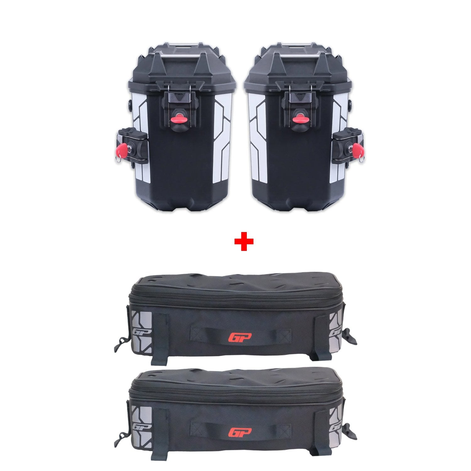 GP Kompozit Universal 26 lt x 2 Plastik ve Kumaş Motosiklet Yan Çanta Seti Siyah