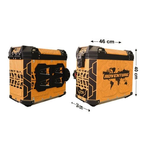 GP Kompozit DSN03 Universal 40 lt x 2 Desenli Alüminyum Motosiklet Yan Çanta Seti