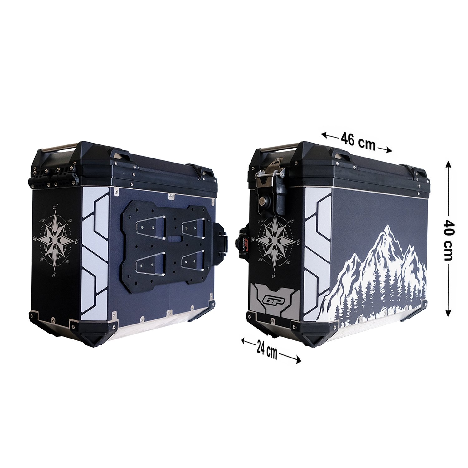 GP Kompozit DSN04 Universal 40 lt x 2 Desenli Alüminyum Motosiklet Yan Çanta Seti