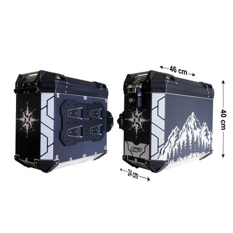 GP Kompozit DSN04 Universal 40 lt x 2 Desenli Alüminyum Motosiklet Yan Çanta Seti