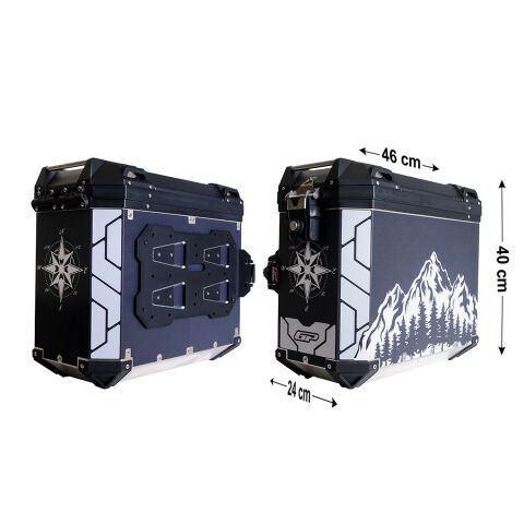 GP Kompozit DSN04 Universal 40 lt x 2 Desenli Alüminyum Motosiklet Yan Çanta Seti