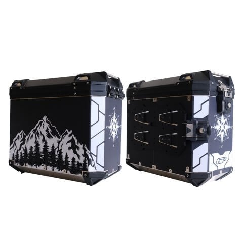 GP Kompozit DSN04 Universal 40 lt x 2 Desenli Alüminyum Motosiklet Yan Çanta Seti