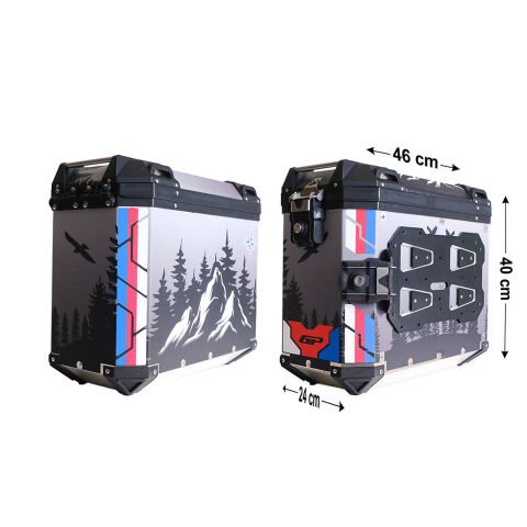 GP Kompozit DSN06 Universal 40 lt x 2 Desenli Alüminyum Motosiklet Yan Çanta Seti