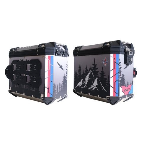 GP Kompozit DSN06 Universal 40 lt x 2 Desenli Alüminyum Motosiklet Yan Çanta Seti