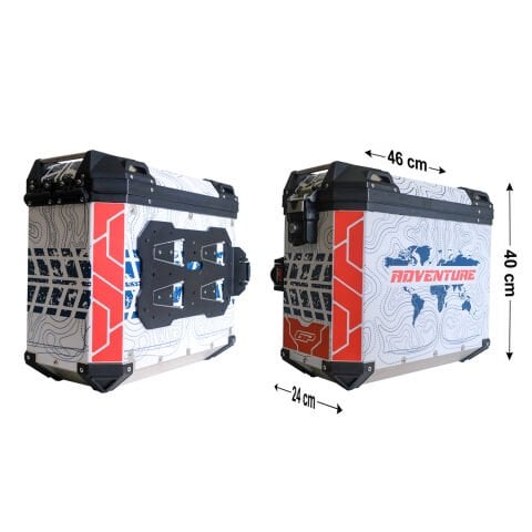 GP Kompozit DSN09 Universal 40 lt x 2 Desenli Alüminyum Motosiklet Yan Çanta Seti