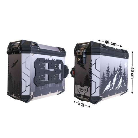 GP Kompozit DSN05 Universal 40 lt x 2 Desenli Alüminyum Motosiklet Yan Çanta Seti