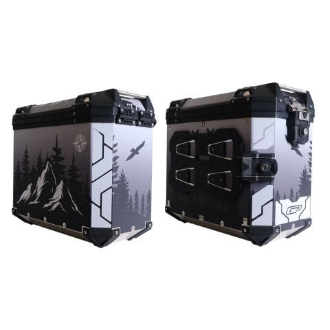 GP Kompozit DSN05 Universal 40 lt x 2 Desenli Alüminyum Motosiklet Yan Çanta Seti