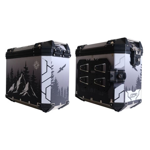 GP Kompozit DSN05 Universal 40 lt x 2 Desenli Alüminyum Motosiklet Yan Çanta Seti