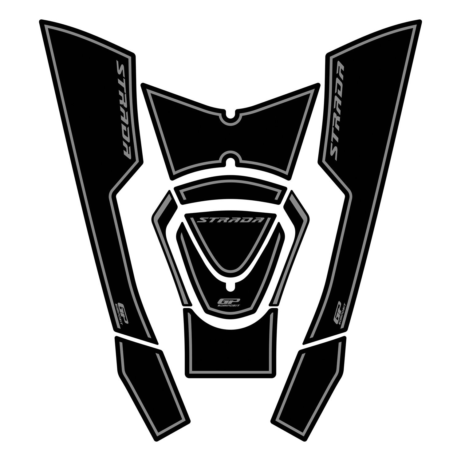 GP Kompozit Mondial Strada 125 2023-2025 Uyumlu Tank Pad Siyah-Gri