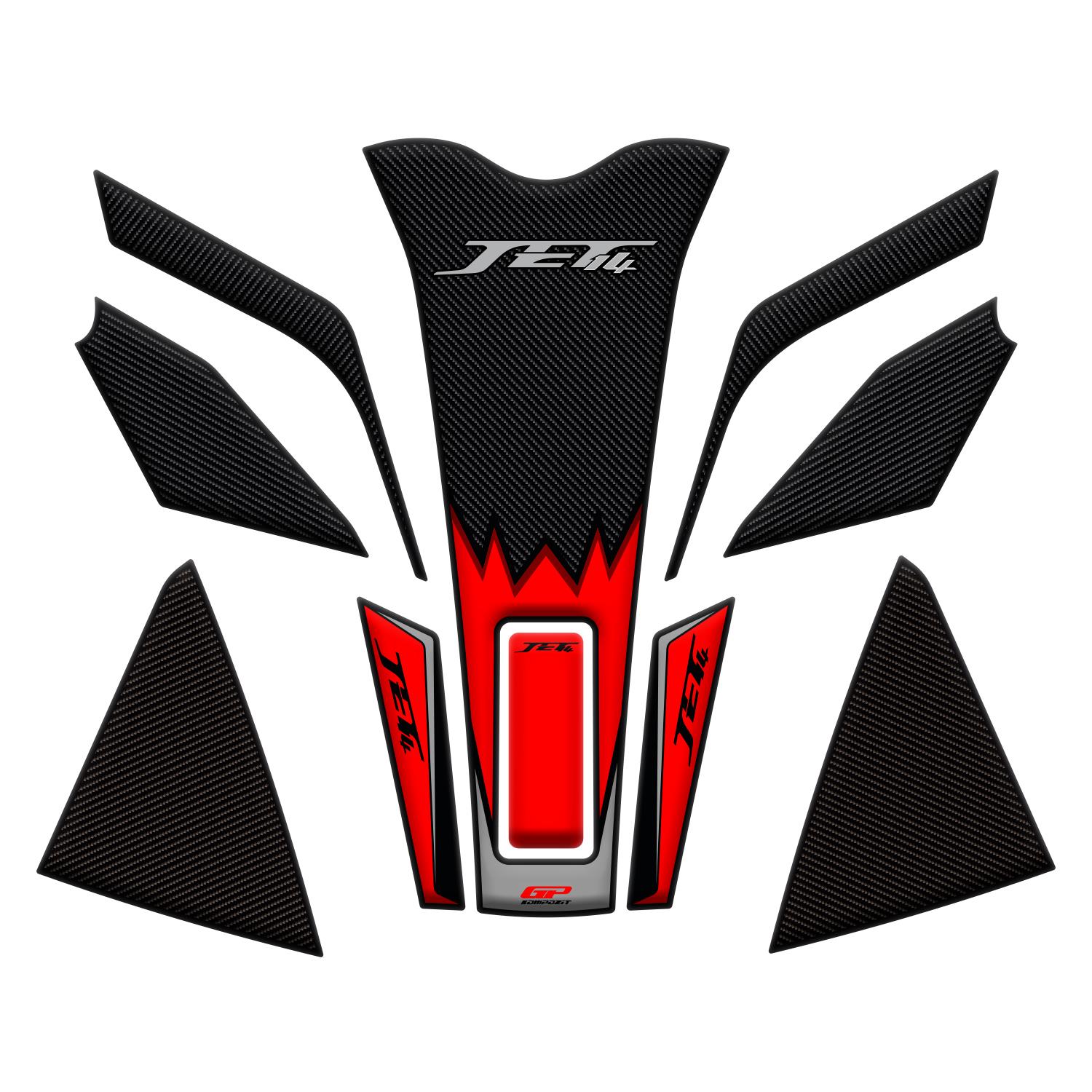GP Kompozit SYM Jet 14 2017-2024 Uyumlu Tank Pad Seti Kırmızı