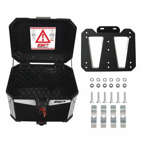 GP Kompozit Universal 37 lt Alüminyum Motosiklet Çantası Siyah