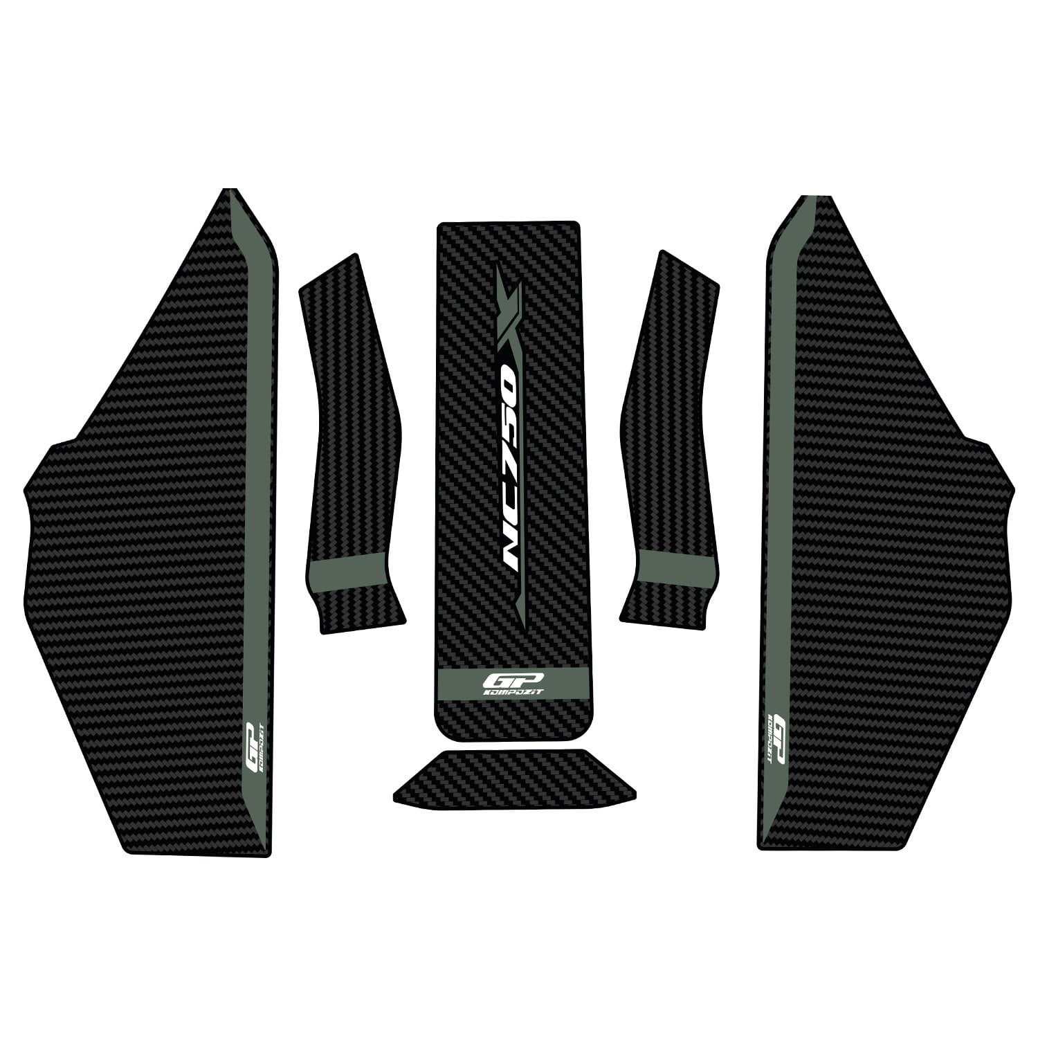 GP Kompozit Honda NC 750 X 2025-2026 Uyumlu Tank Pad Karbon-Yeşil