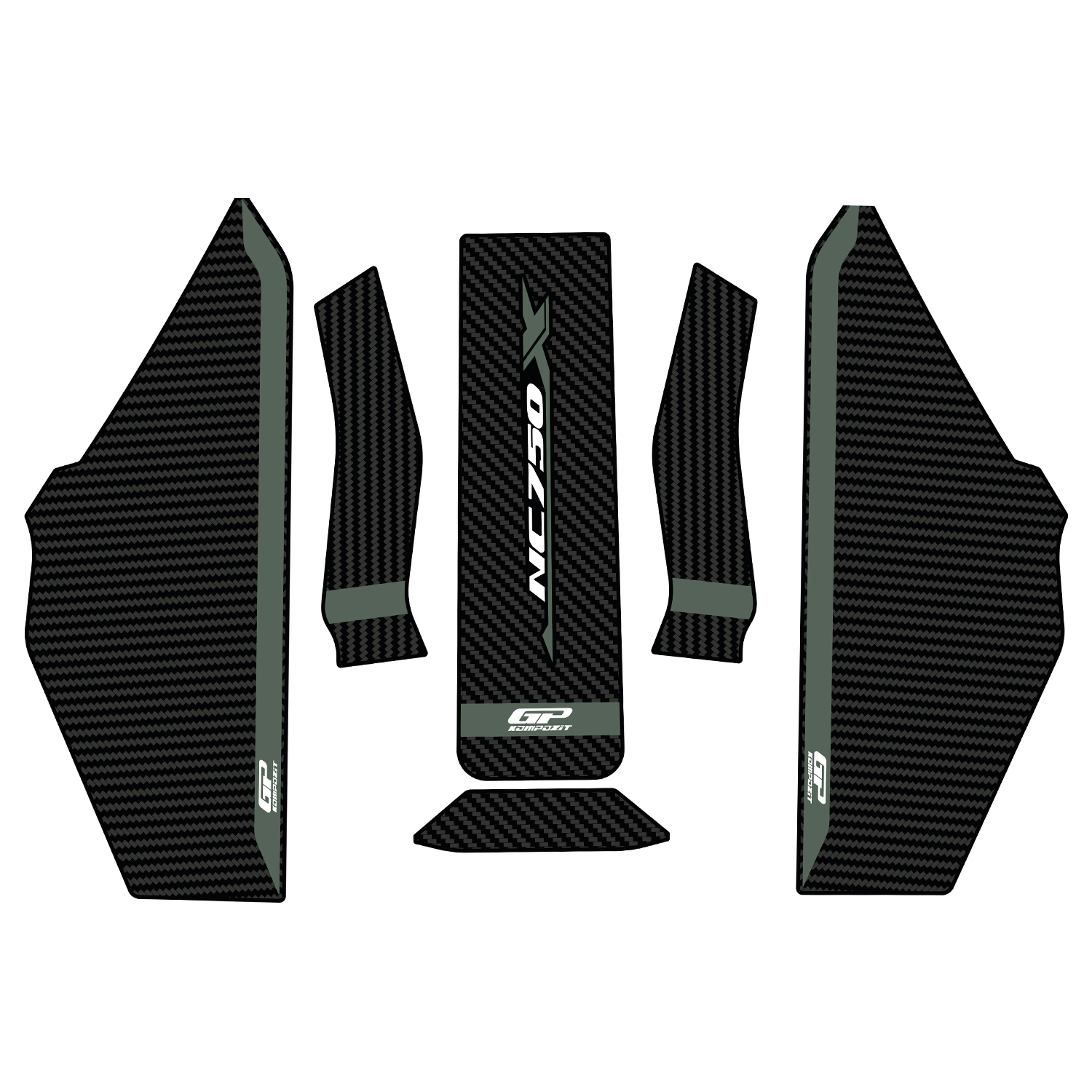 GP Kompozit Honda NC 750 X 2025-2026 Uyumlu Tank Pad Karbon-Yeşil