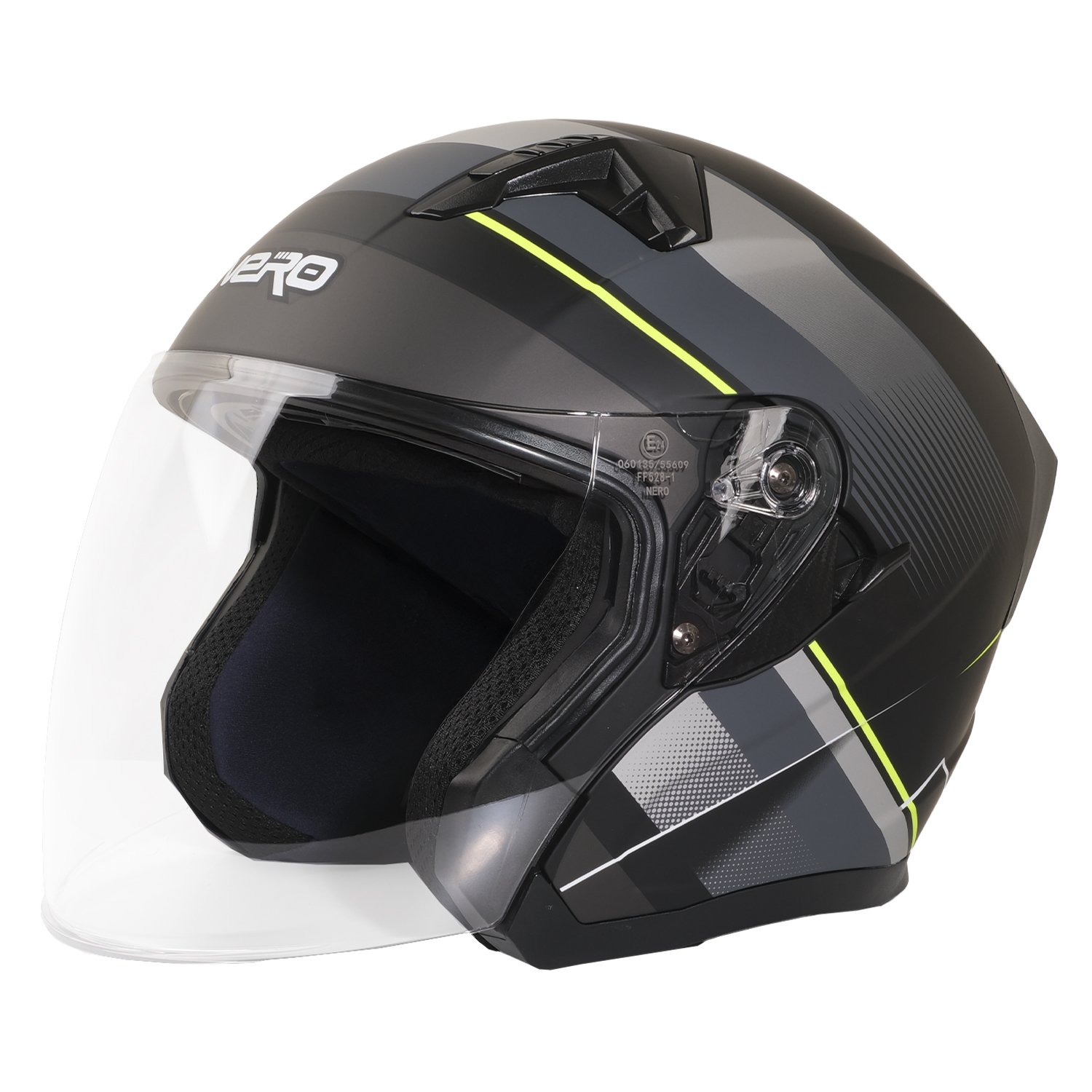 GP NERO MKS006-MBD1NY Şeffaf Vizörlü Motosiklet Yarım Kask