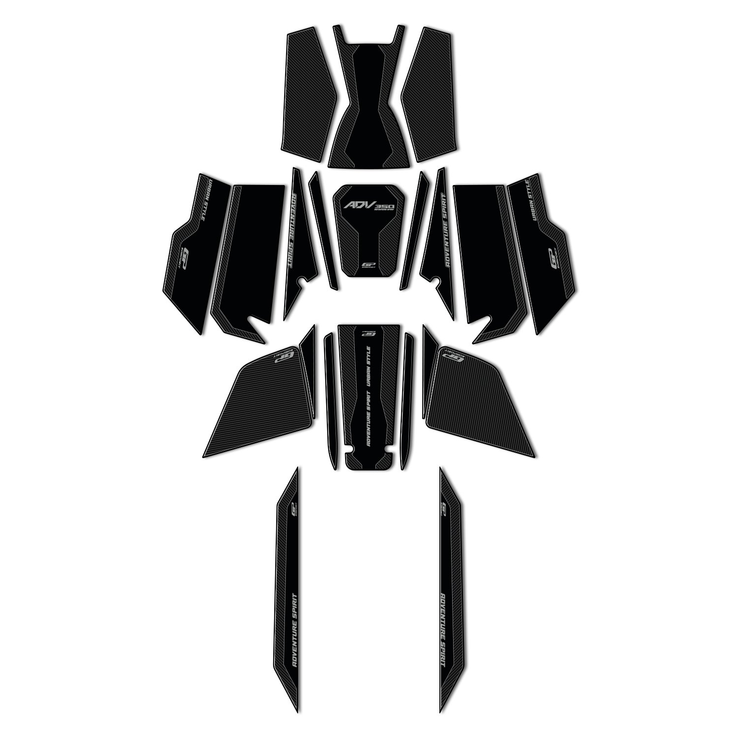GP Kompozit Honda ADV 350 2023-2025 Uyumlu Full Pad Seti Karbon