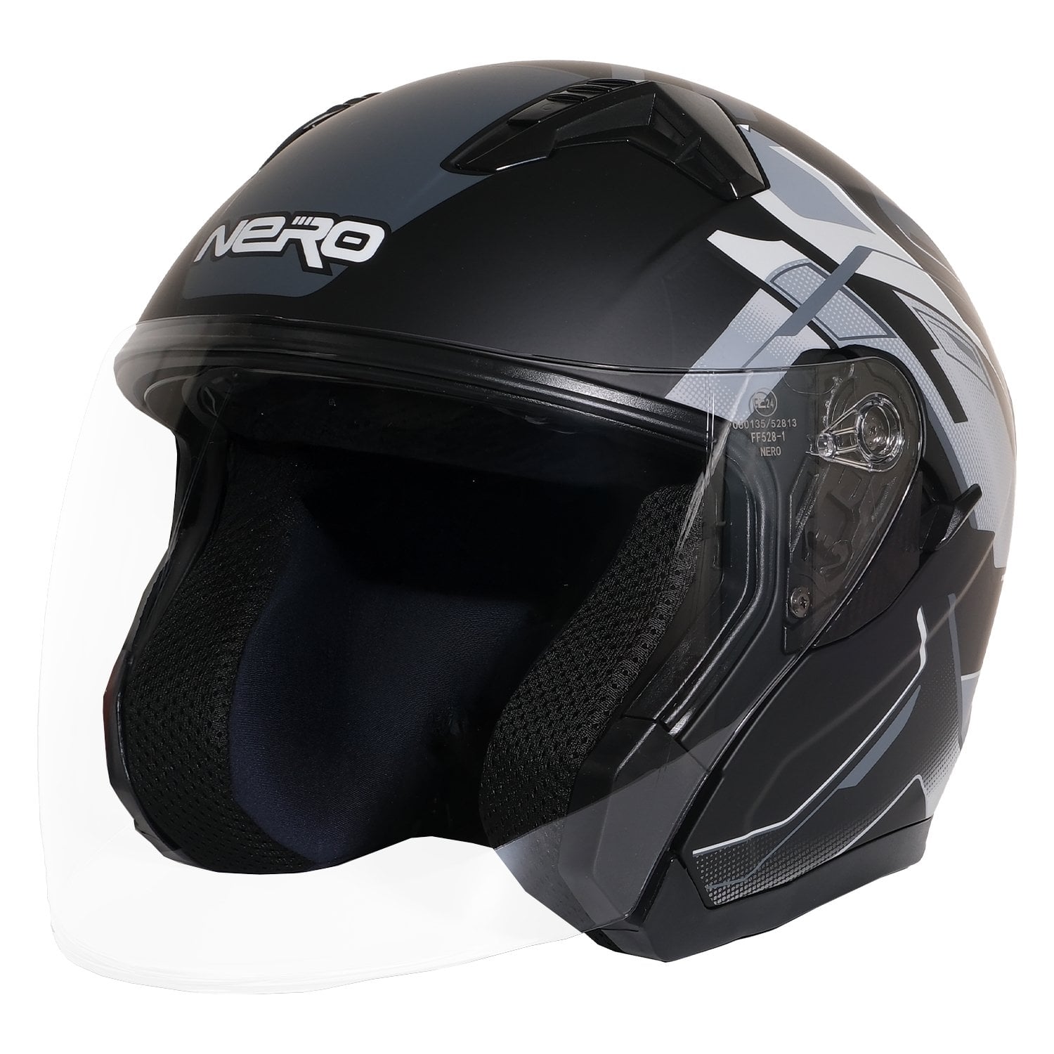 GP NERO MKS006-MBC3G Şeffaf Vizörlü Motosiklet Yarım Kask