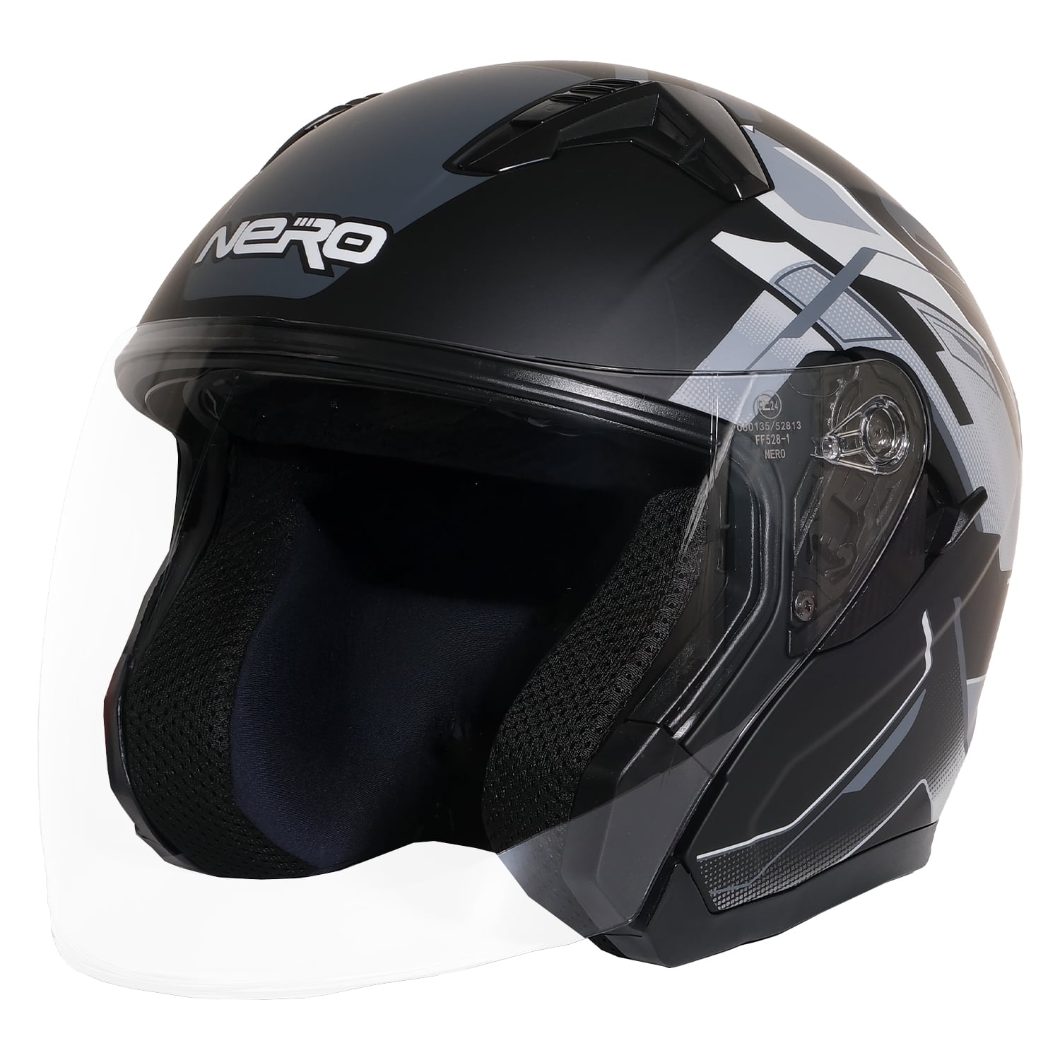 GP NERO MKS006-MBC3G Şeffaf Vizörlü Motosiklet Yarım Kask