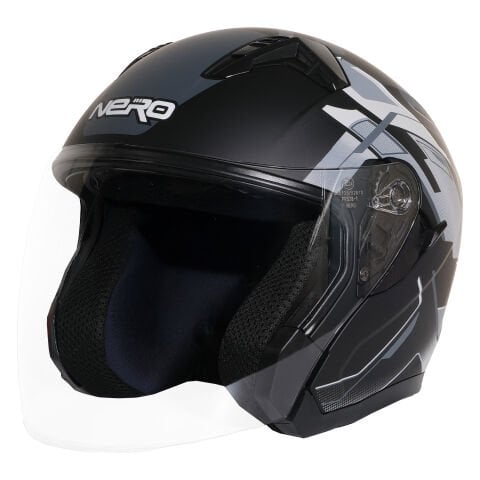 GP NERO MKS006-MBC3G Şeffaf Vizörlü Motosiklet Yarım Kask