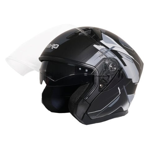 GP NERO MKS006-MBC3G Şeffaf Vizörlü Motosiklet Yarım Kask
