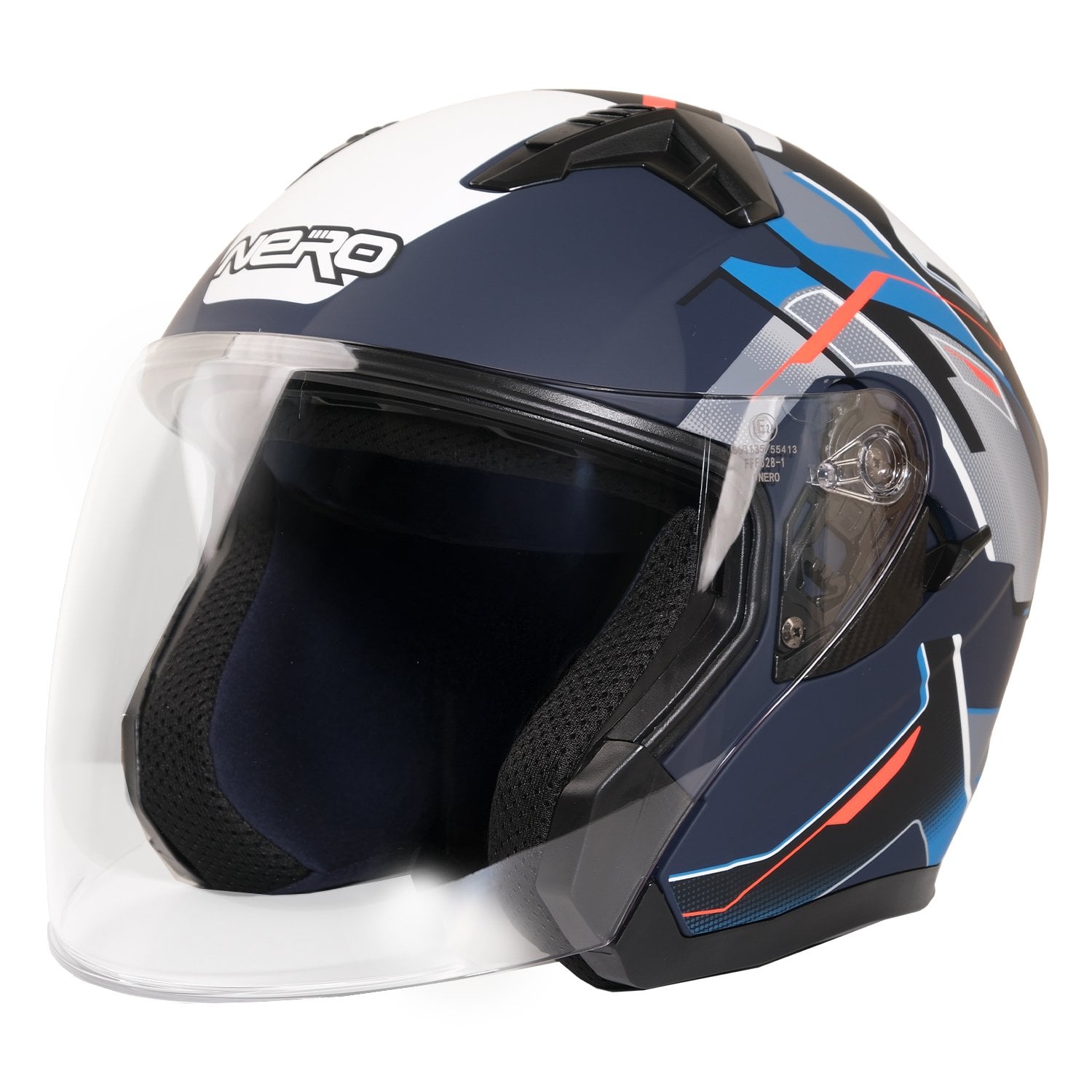 GP NERO MKS006-MBC5B Şeffaf Vizörlü Motosiklet Yarım Kask