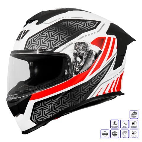 GP MY HELMET MKS001-WRB Yarış Spoiler Güneş Vizörlü Şeffaf Full Face Motosiklet Kaskı