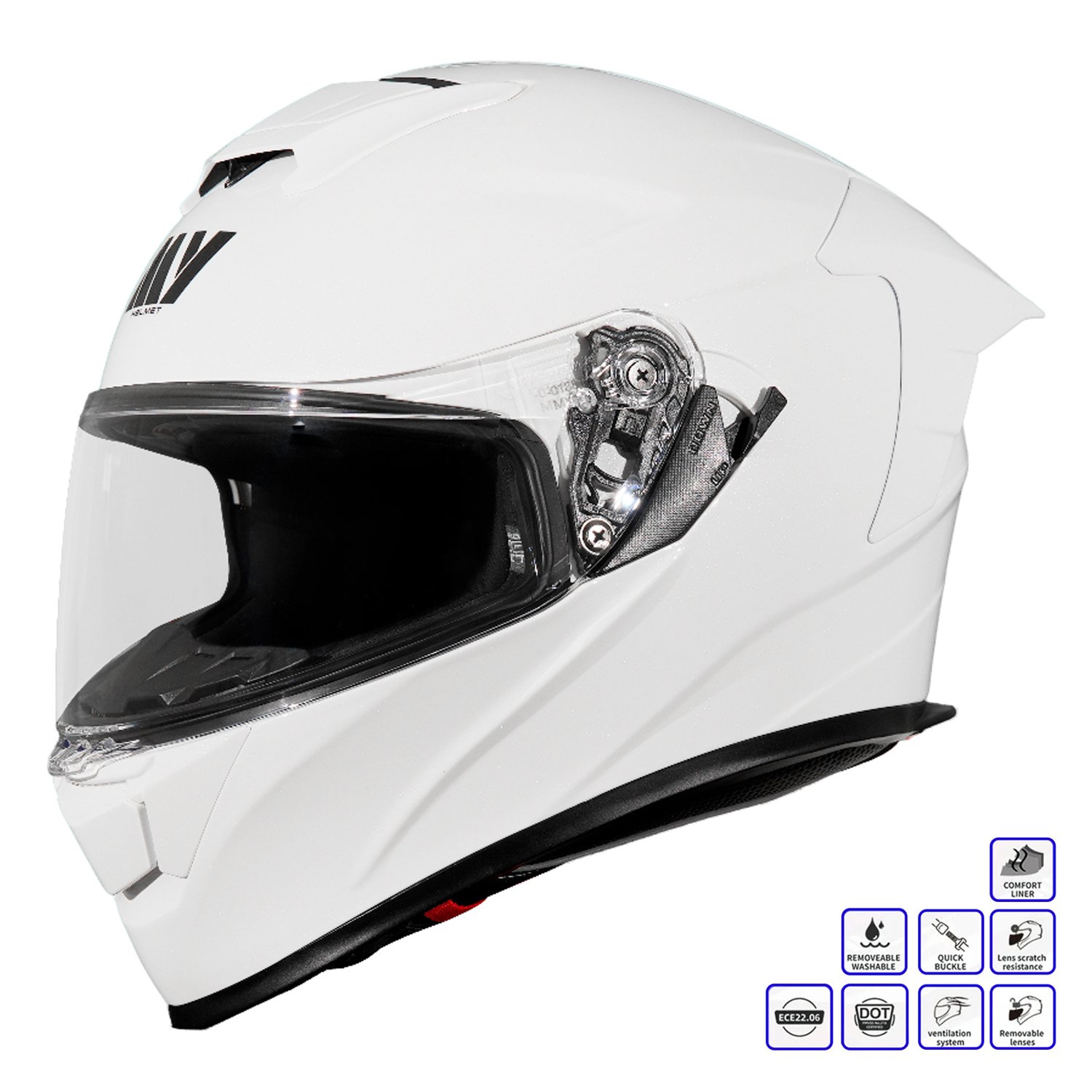 GP MY HELMET MKS001-PW Yarış Spoiler Güneş Vizörlü Şeffaf Full Face Motosiklet Kaskı