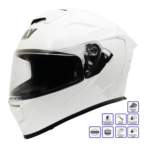 GP MY HELMET MKS001-PW Yarış Spoiler Güneş Vizörlü Şeffaf Full Face Motosiklet Kaskı
