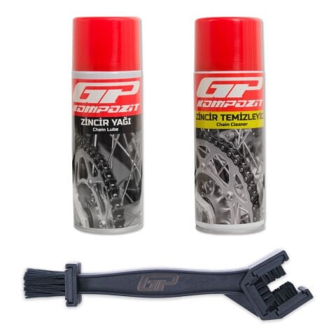 GP Kompozit BKM02 Motosiklet Bakım Seti (Zincir Temizleyici + Zincir Yağı + Zincir Temizleme Fırçası)