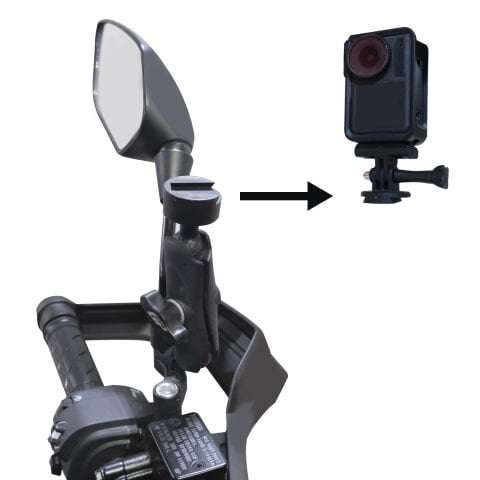 GP Kompozit BGL002 Universal Ayarlanabilir Motosiklet Ayna Bağlantılı Aksiyon Kamera Tutucu Siyah