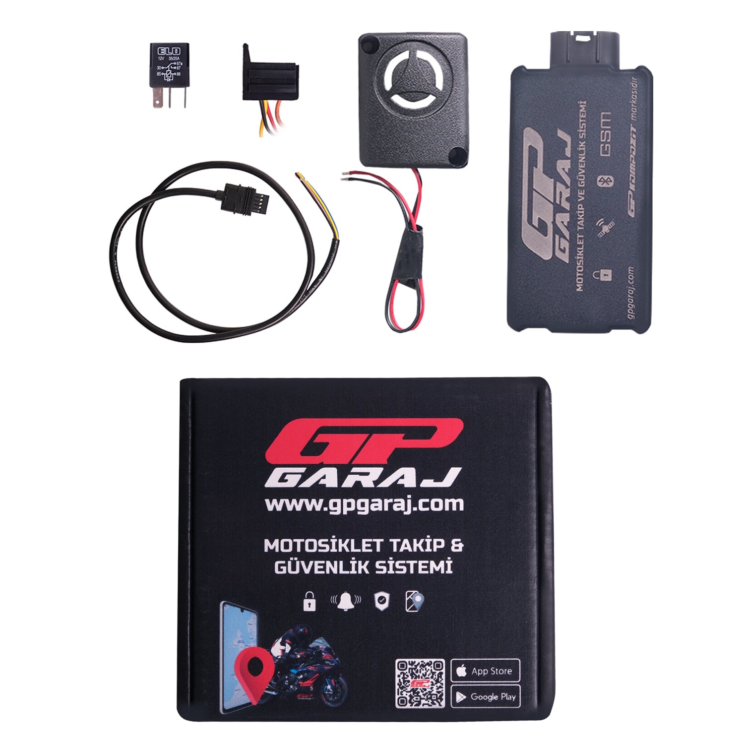 GP Garaj TKP001 Motosiklet Takip Ve Güvenlik Sistemi + Siren Alarm Modülü + Blokaj Sistemi + 2 Yıllık Lisans