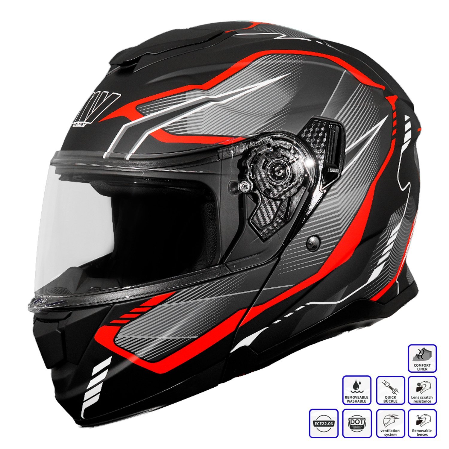 GP MY HELMET MKS002-BGR Güneş Vizörlü Şeffaf Çene Açılır Motosiklet Kaskı