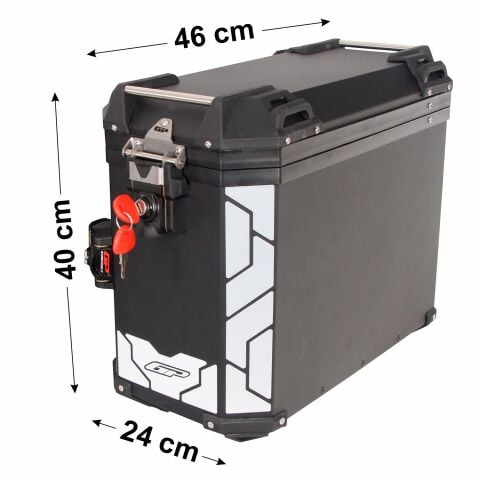 GP Kompozit Universal 40 lt x 2 Alüminyum Motosiklet Yan Çanta Seti Siyah