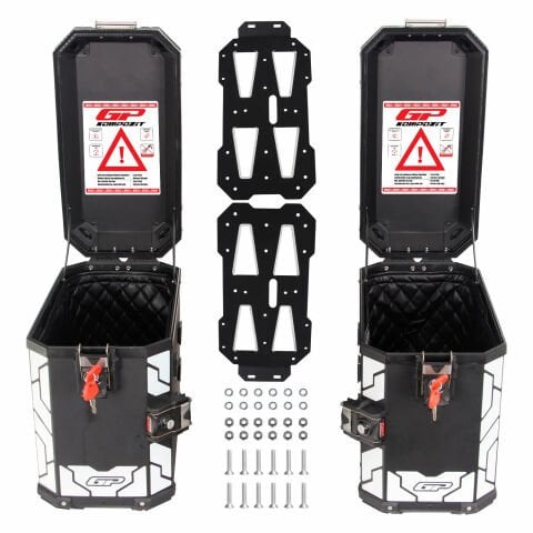 GP Kompozit Universal 40 lt x 2 Alüminyum Motosiklet Yan Çanta Seti Siyah