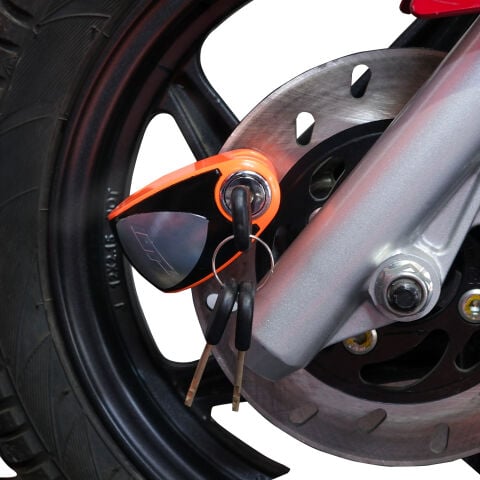 GP Kompozit DSK005 Universal Alarmlı Motosiklet Disk Kilidi Turuncu