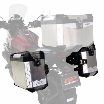 GP Kompozit Universal 40 lt x 2 Alüminyum Motosiklet Yan Çanta Seti Gri