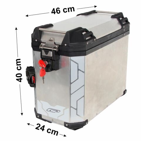 GP Kompozit Universal 40 lt x 2 Alüminyum Motosiklet Yan Çanta Seti Gri