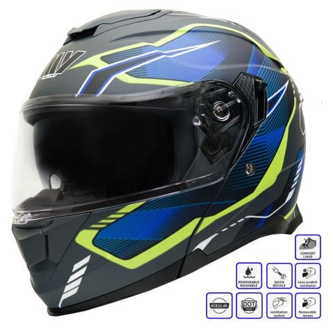 GP MY HELMET MKS002-EGBY Güneş Vizörlü Şeffaf Çene Açılır Motosiklet Kaskı