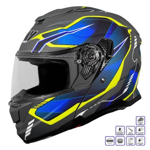 GP MY HELMET MKS002-EGBY Güneş Vizörlü Şeffaf Çene Açılır Motosiklet Kaskı