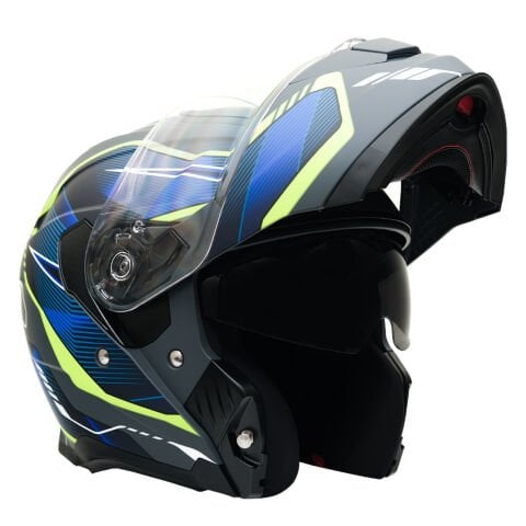 GP MY HELMET MKS002-EGBY Güneş Vizörlü Şeffaf Çene Açılır Motosiklet Kaskı