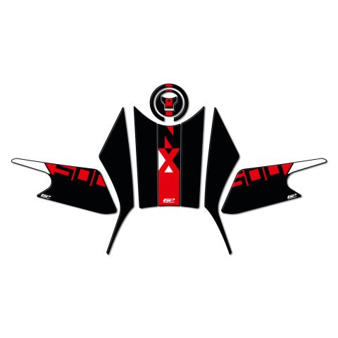 GP Kompozit Honda NX 500 2025 Uyumlu Tank Pad Seti Siyah-Kırmızı